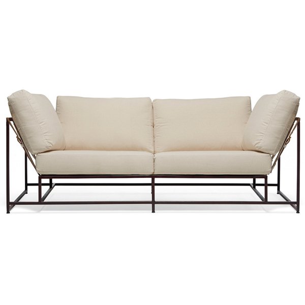 Двухместный диван Canvas & Copper Two Seat Sofa Молочный Двухместный диван Canvas & Copper Two Seat Sofa Молочный в Липецке | Loft Concept