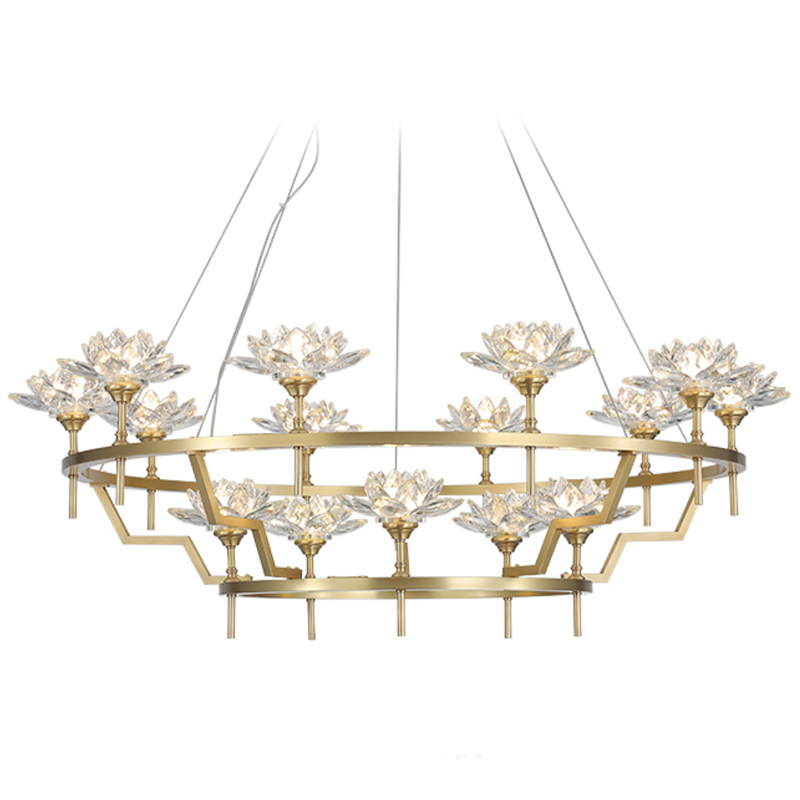 Большая Люстра Хрустальные Цветы Лотоса Lotus flower Clear Glass lamp 15 Латунь Прозрачное Стекло Большая Люстра Хрустальные Цветы Лотоса Lotus flower Clear Glass lamp 15 Латунь Прозрачное Стекло в Липецке | Loft Concept