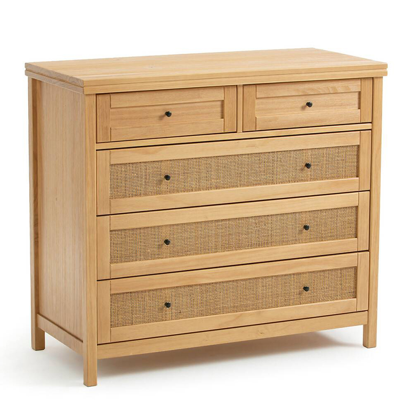 Комод в скандинавском стиле Niels Wicker 5 drawers ящики с плетеными вставками Древесина Комод в скандинавском стиле Niels Wicker 5 drawers ящики с плетеными вставками Древесина в Липецке | Loft Concept