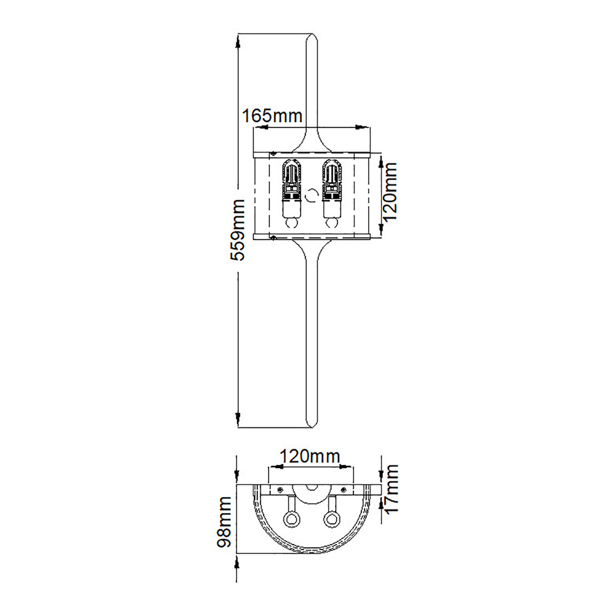 Бра вертикальное с белым полукруглым плафоном и длинным стержнем S Kichler в Липецке