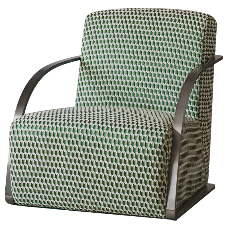 Кресло Esme Green Pattern Armchair Зеленый Темный хром Кресло Esme Green Pattern Armchair Зеленый Темный хром в Липецке | Loft Concept
