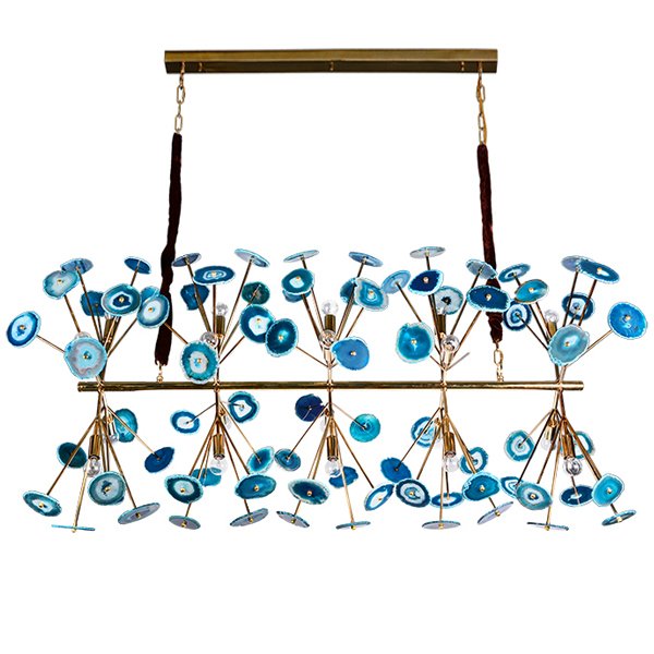 Люстра Agate Burst Chandelier Blue Line Золотой Синий Люстра Agate Burst Chandelier Blue Line Золотой Синий в Липецке | Loft Concept