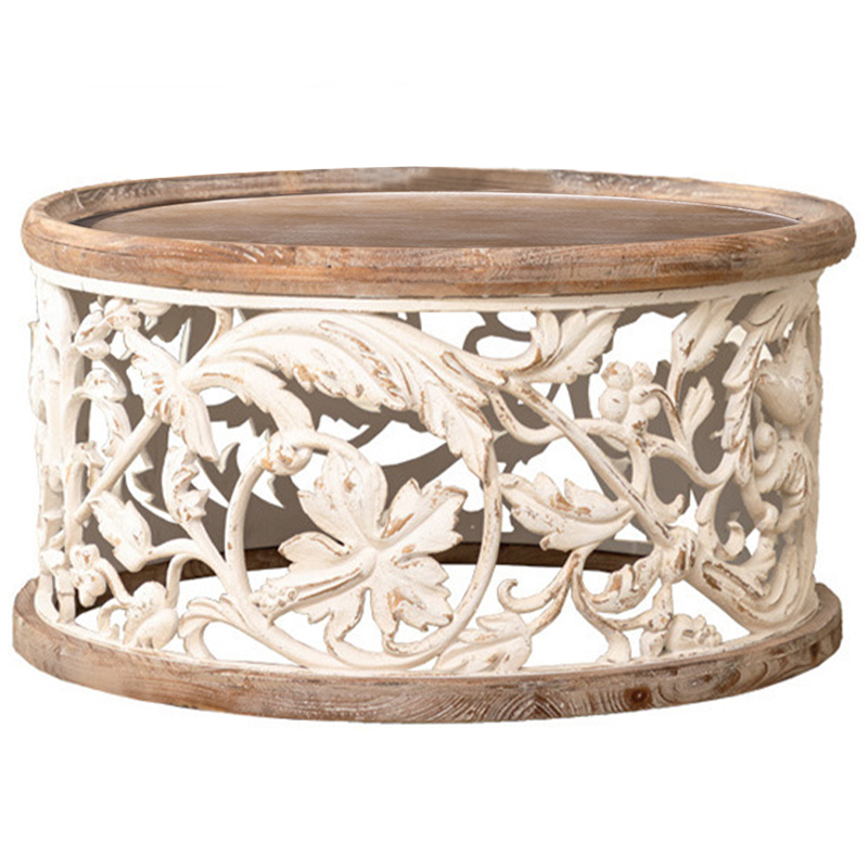 Кофейный стол Fleurette Provence Side Table Древесина Белый Золотой Кофейный стол Fleurette Provence Side Table Древесина Белый Золотой в Липецке | Loft Concept
