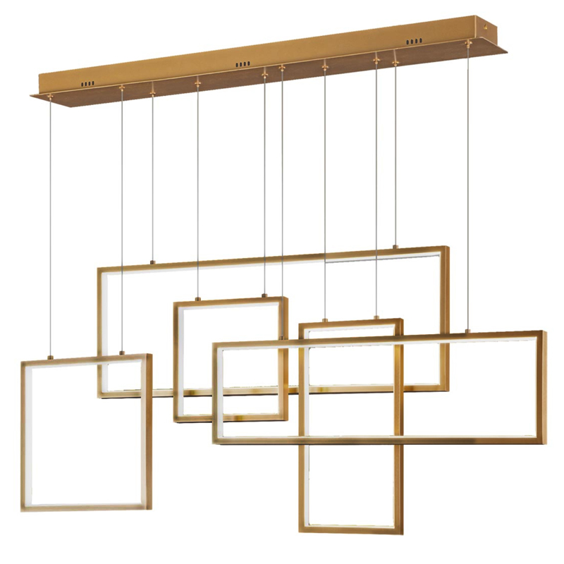 Люстра Rectangle Geometry Chandelier Gold 5 Золотой Люстра Rectangle Geometry Chandelier Gold 5 Золотой в Липецке | Loft Concept