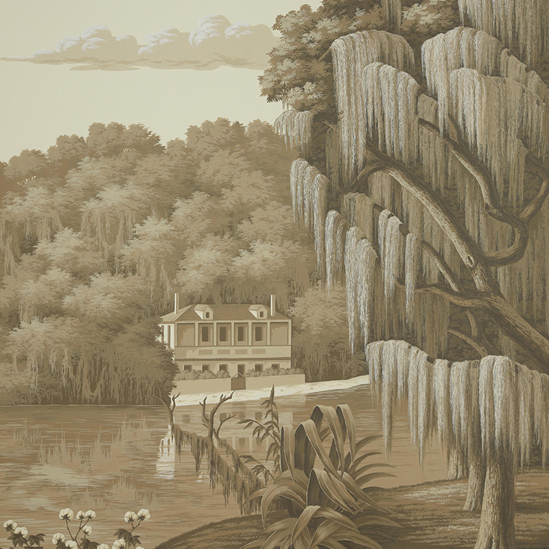 Обои ручная роспись North American River Views Sepia on scenic paper  в Липецке | Loft Concept 