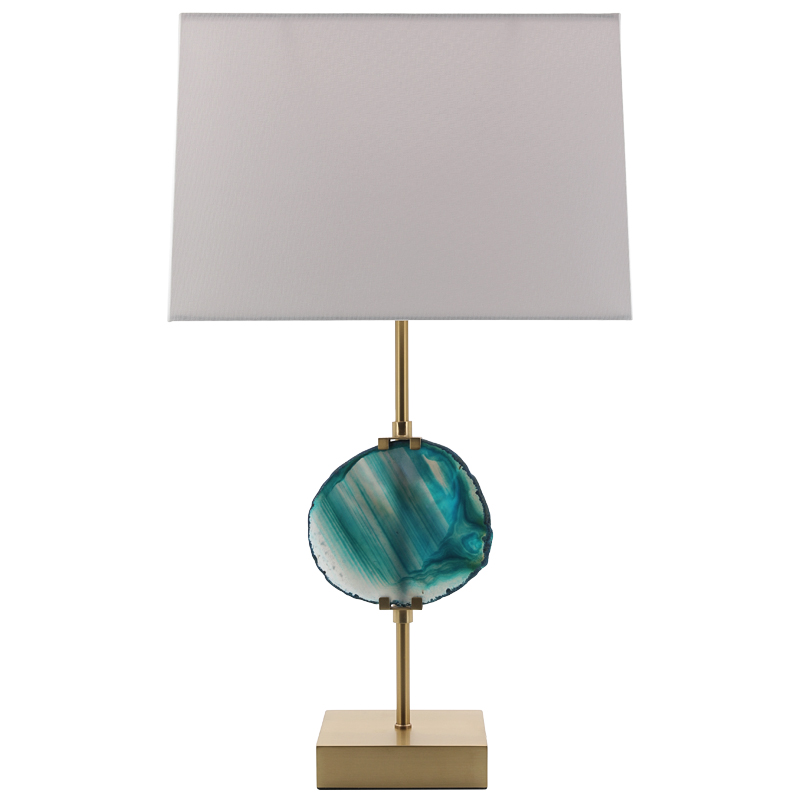 Настольная лампа Blue Agate Design Table Lamp Латунь Синий Бирюзовый Белый Настольная лампа Blue Agate Design Table Lamp Латунь Синий Бирюзовый Белый в Липецке | Loft Concept