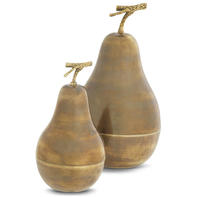 Комплект шкатулок Eichholtz Box Pear Set of 2 brass Винтажная латунь Комплект шкатулок Eichholtz Box Pear Set of 2 brass Винтажная латунь в Липецке | Loft Concept