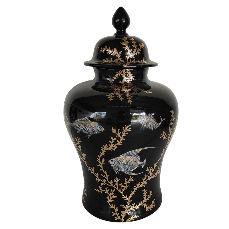 Ваза Vase Algae Fish Черный Золотой Ваза Vase Algae Fish Черный Золотой в Липецке | Loft Concept
