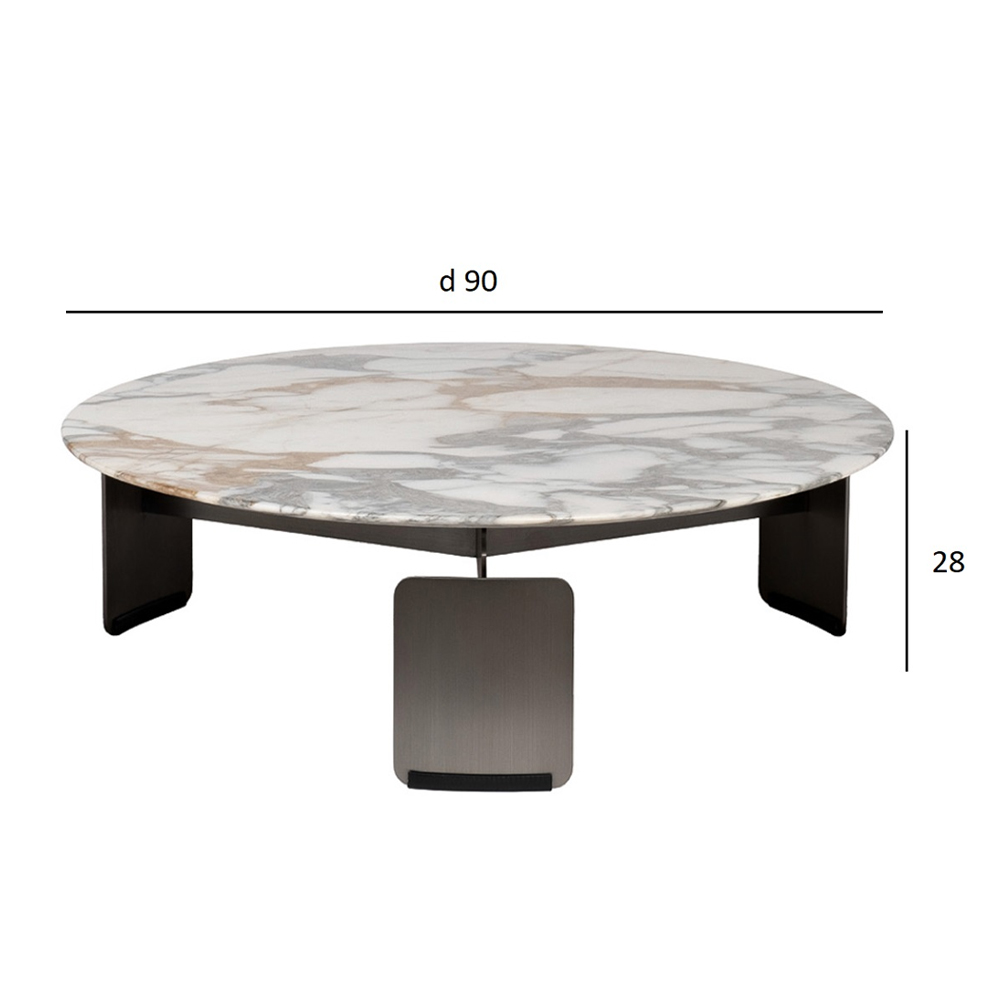 Столик журнальный с круглой мраморной столешницей на трех опорах Marble Stone Drawing в Липецке
