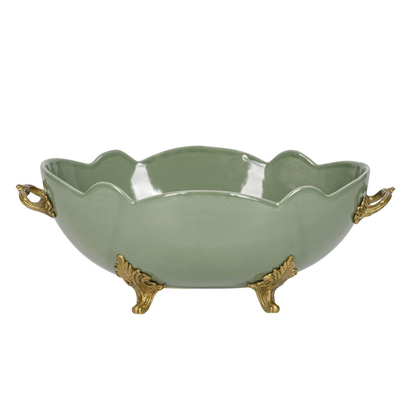 Чаша зеленого цвета из фарфора с волнообразным краем Eden Garden porcelain and bronze Зеленый Бронза Чаша зеленого цвета из фарфора с волнообразным краем Eden Garden porcelain and bronze Зеленый Бронза в Липецке | Loft Concept