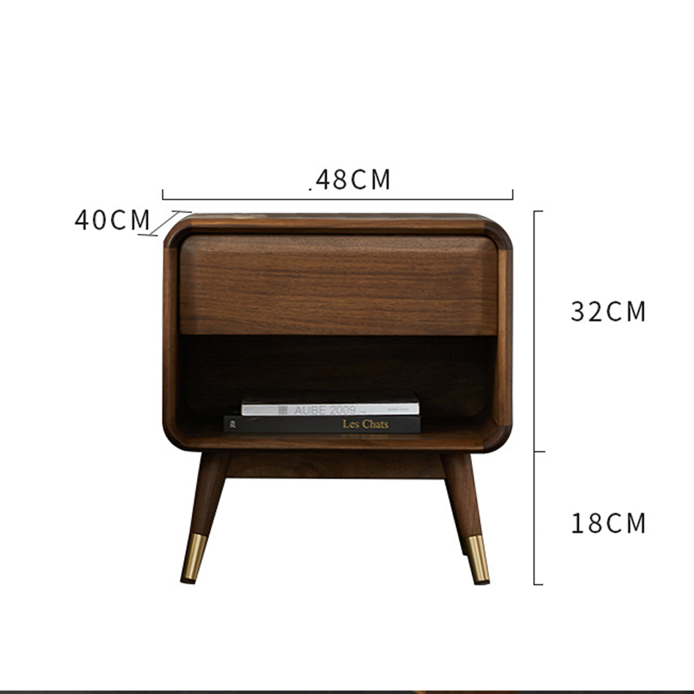 Прикроватная деревянная тумба с ящиком и нишей для хранения Moon Walnut Furniture Прикроватная деревянная тумба с ящиком и нишей для хранения Moon Walnut Furniture в Липецке