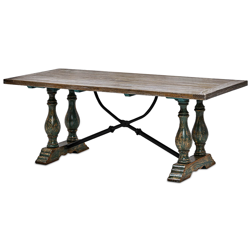 Обеденный стол Stenio Table Коричневый винтаж Черный Изумрудный Обеденный стол Stenio Table Коричневый винтаж Черный Изумрудный в Липецке | Loft Concept