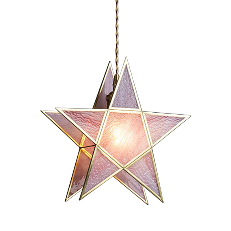 Подвесной светильник Star Pink Glass Hanging Light Розовый Латунь Подвесной светильник Star Pink Glass Hanging Light Розовый Латунь в Липецке | Loft Concept
