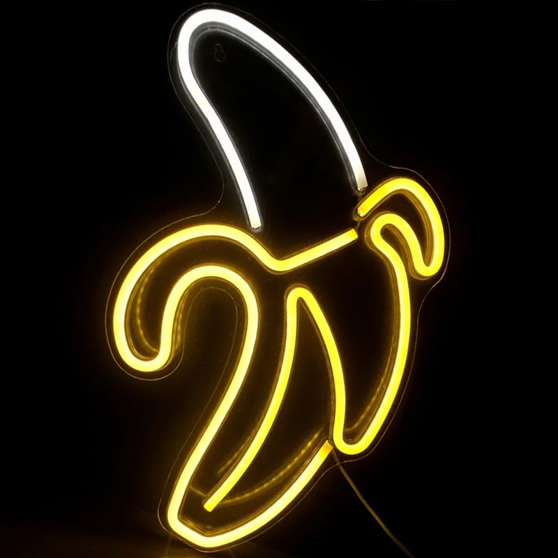 Неоновая настенная лампа Banana Neon Wall Lamp Прозрачный Белый Желтый Неоновая настенная лампа Banana Neon Wall Lamp Прозрачный Белый Желтый в Липецке | Loft Concept