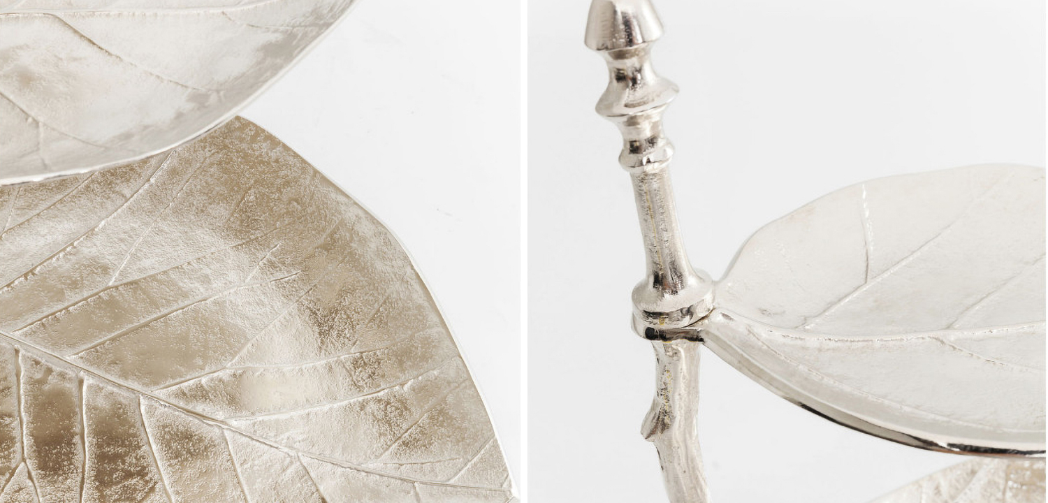 Блюдо трёхъярусное Chrome Leaves - фото