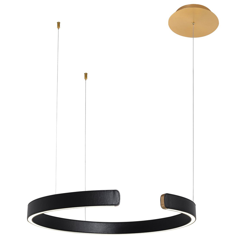 Подвесной светильник Half Ring black leather 60 Черный Золотой Подвесной светильник Half Ring black leather 60 Черный Золотой в Липецке | Loft Concept