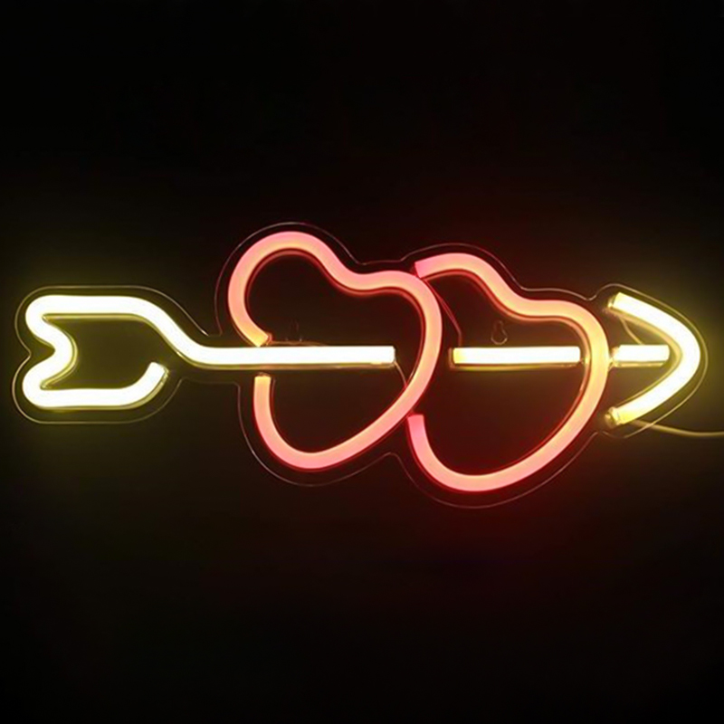 Неоновая настенная лампа Two Hearts Neon Wall Lamp Красный Желтый Прозрачный Неоновая настенная лампа Two Hearts Neon Wall Lamp Красный Желтый Прозрачный в Липецке | Loft Concept