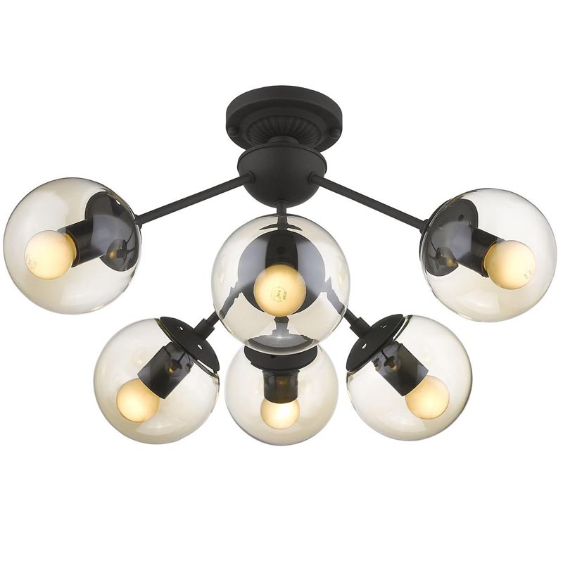 Потолочный светильник Ceiling Lamp Modo 6 black Черный Янтарный Потолочный светильник Ceiling Lamp Modo 6 black Черный Янтарный в Липецке | Loft Concept