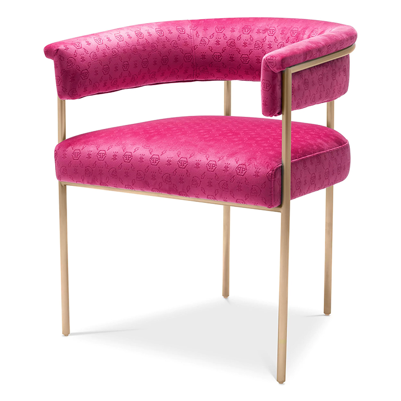 Стул Philipp Plein Dining Chair Monogram Розовый Розовый Золотой Стул Philipp Plein Dining Chair Monogram Розовый Розовый Золотой в Липецке | Loft Concept