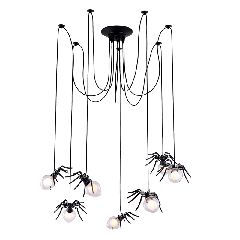 Люстра черная Паук Spiders lamp 7 Черный Прозрачный Люстра черная Паук Spiders lamp 7 Черный Прозрачный в Липецке | Loft Concept