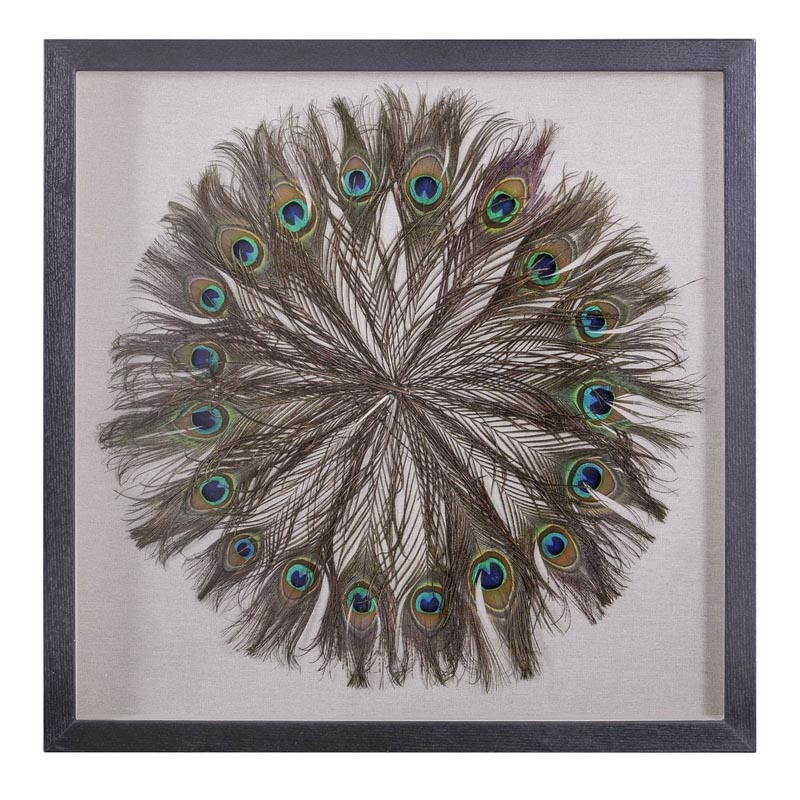 Панно Peacock Feather Circle Коричневый Черный Кремовый Панно Peacock Feather Circle Коричневый Черный Кремовый в Липецке | Loft Concept