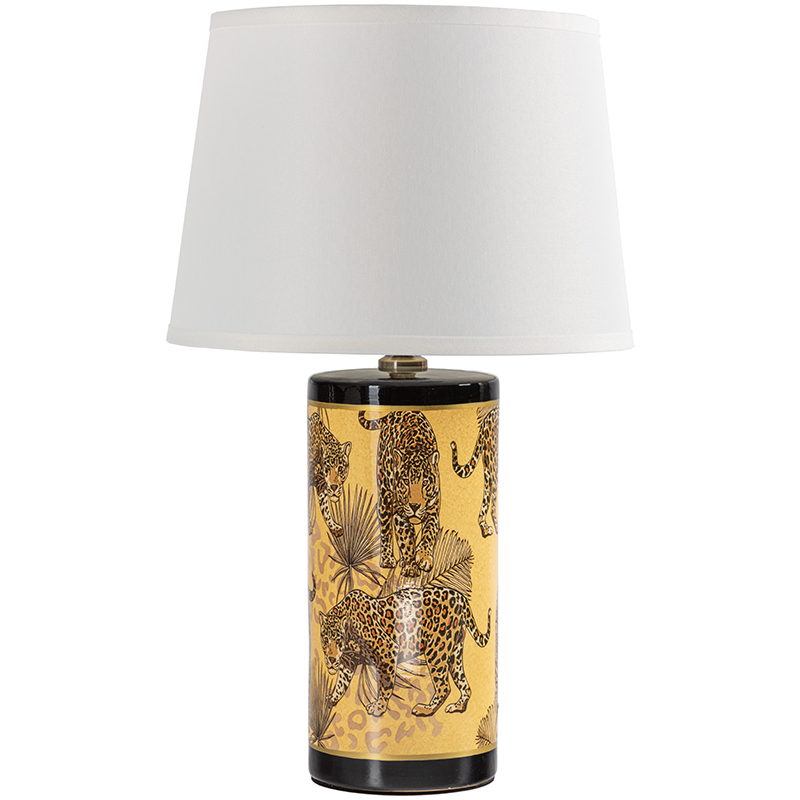 Настольная лампа с абажуром Leopard Lampshade Yellow White Желтый Белый Черный Настольная лампа с абажуром Leopard Lampshade Yellow White Желтый Белый Черный в Липецке | Loft Concept