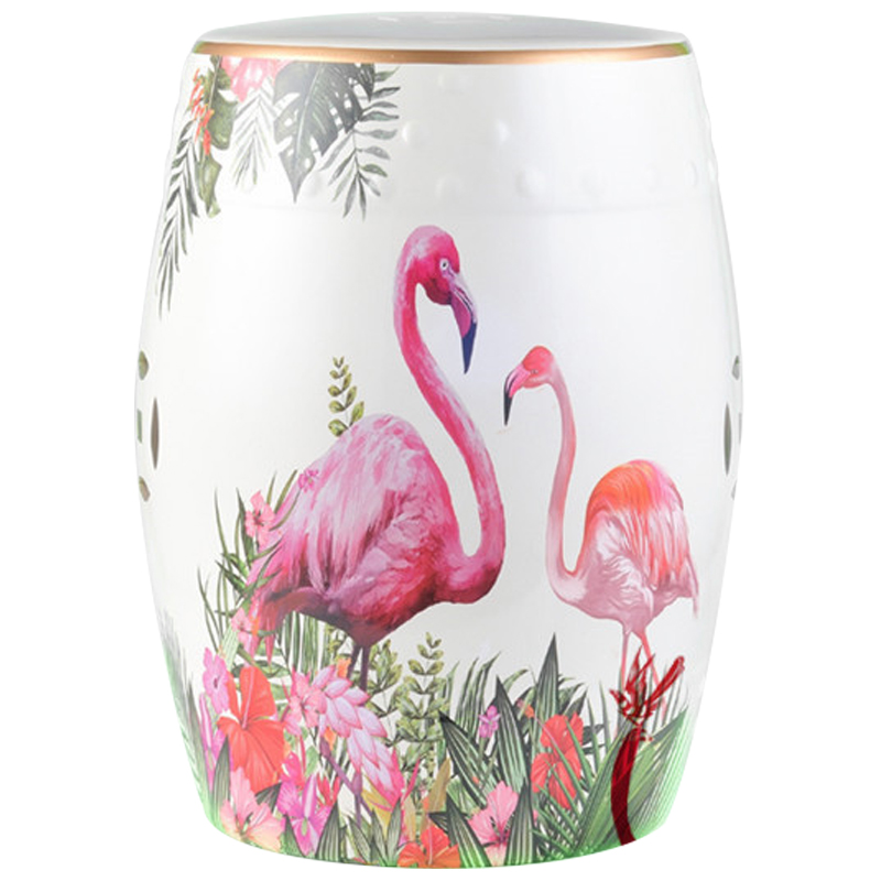 Керамический табурет Flamingo Tropical Animal Ceramic Stool White Белый Розовый Зеленый Керамический табурет Flamingo Tropical Animal Ceramic Stool White Белый Розовый Зеленый в Липецке | Loft Concept