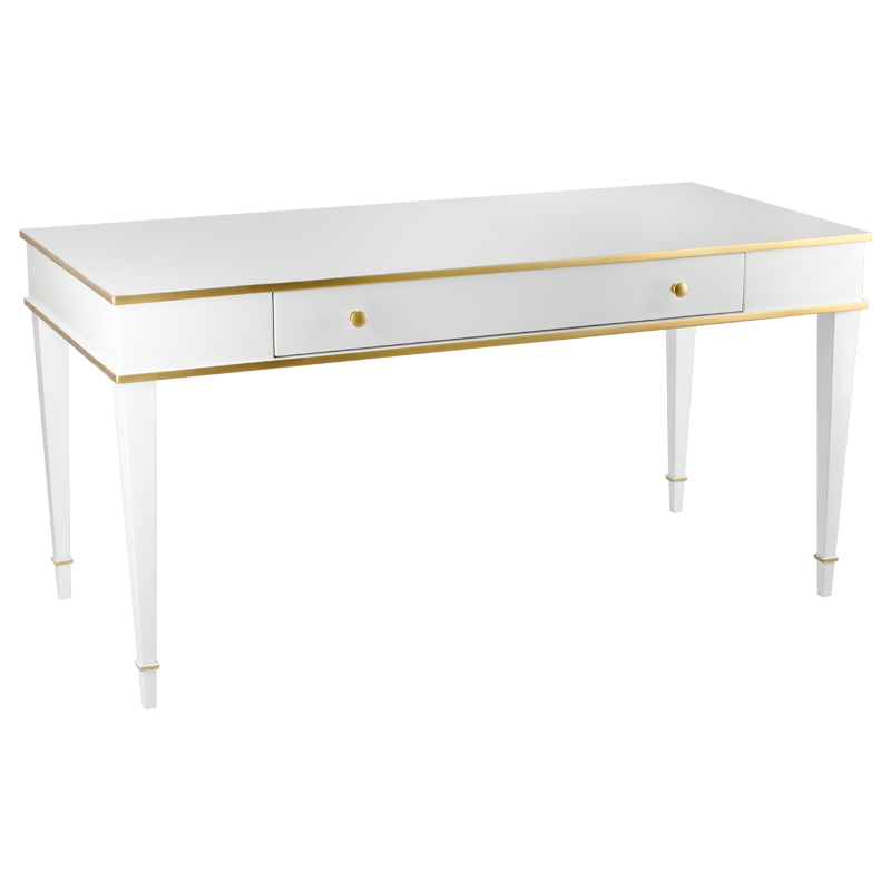 Письменный стол Kelly Desk Белый Белый Золотой Письменный стол Kelly Desk Белый Белый Золотой в Липецке | Loft Concept