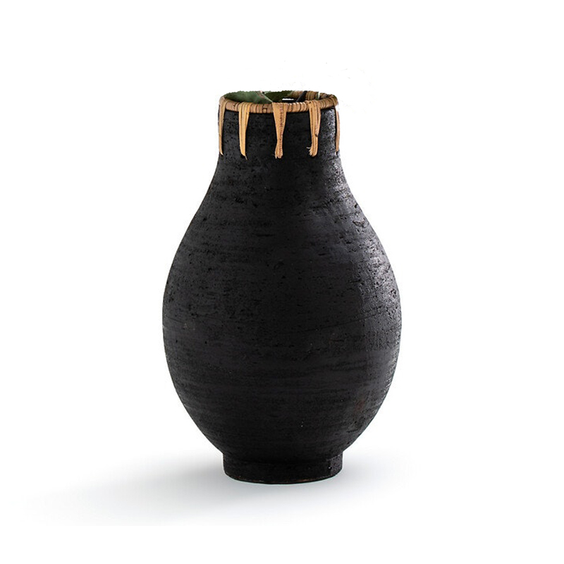 Ваза Ceramic Vase & Rattan D20 Черный Ваза Ceramic Vase & Rattan D20 Черный в Липецке | Loft Concept