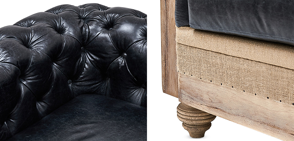 Диван Deconstructed Chesterfield Sofa double Black leather Диван Deconstructed Chesterfield Sofa double Black leather - Loft-Concept в Липецке
