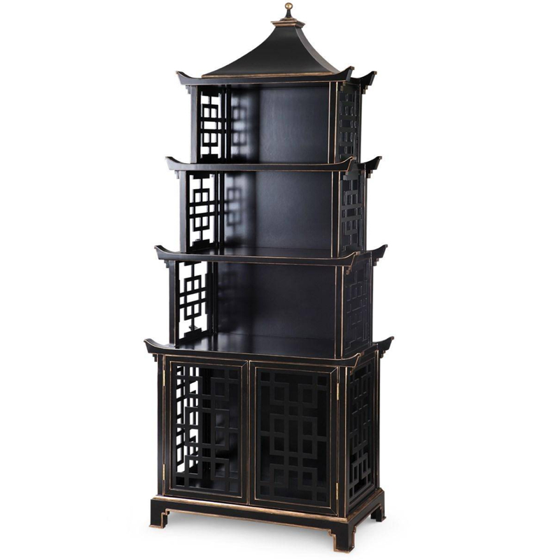 Стеллаж Черная Пагода Bungalow 5 Pagoda Black Wood Винтажный черный Стеллаж Черная Пагода Bungalow 5 Pagoda Black Wood Винтажный черный в Липецке | Loft Concept
