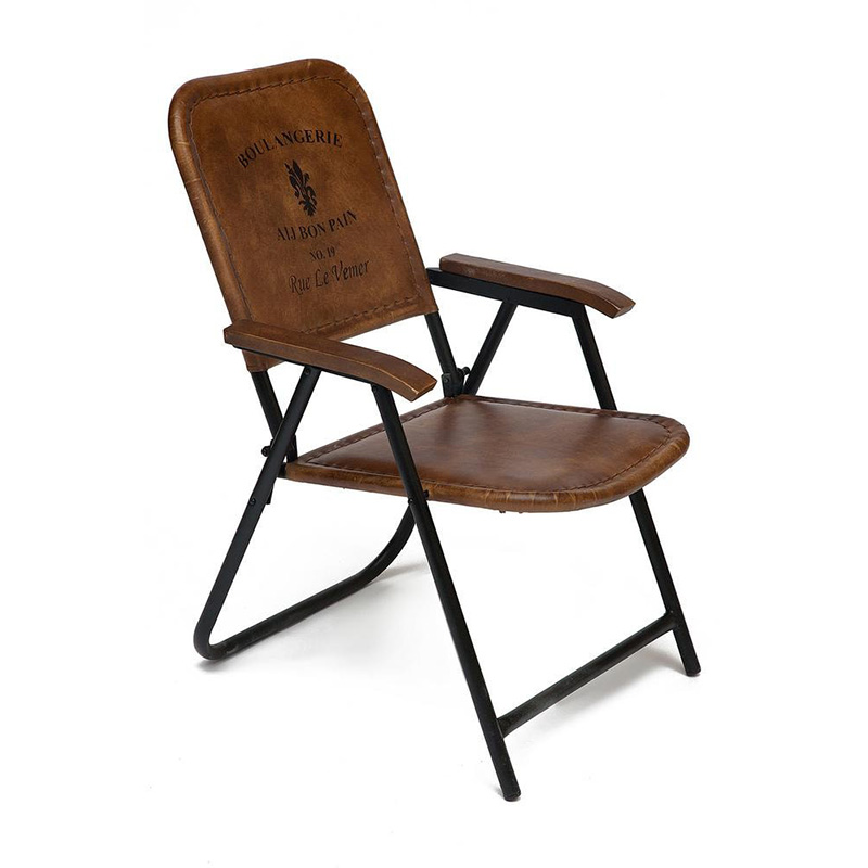 Складной кожаный стул Industrial Folding buffalo leather chair Коричневый Черный Складной кожаный стул Industrial Folding buffalo leather chair Коричневый Черный в Липецке | Loft Concept