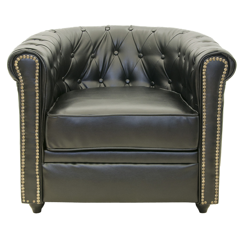 Кресло кожаное с мягкими подлокотниками на 4-х деревянных ножках Logan Leather Armchair black 2 Черный Кресло кожаное с мягкими подлокотниками на 4-х деревянных ножках Logan Leather Armchair black 2 Черный в Липецке | Loft Concept