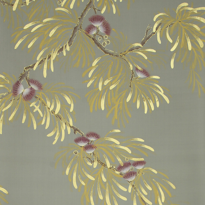 Обои ручная роспись Silk Tree Colourway SC-80 on Pale Grey dyed silk Обои ручная роспись Silk Tree Colourway SC-80 on Pale Grey dyed silk в Липецке | Loft Concept