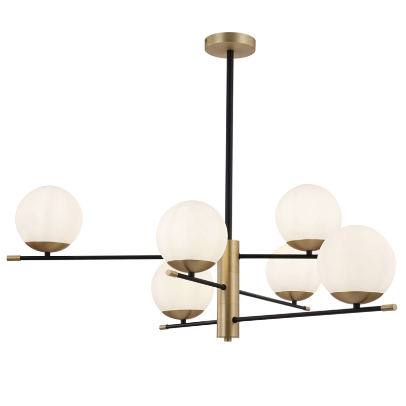 Светильник Spike Six Balls Hanging Lamp матовое золото Прозрачный белый в Липецке | Loft Concept 