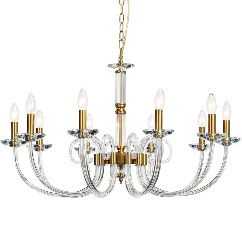 Люстра Twisted Glass Candles Chandelier 10 Золотой Прозрачное Стекло Люстра Twisted Glass Candles Chandelier 10 Золотой Прозрачное Стекло в Липецке | Loft Concept