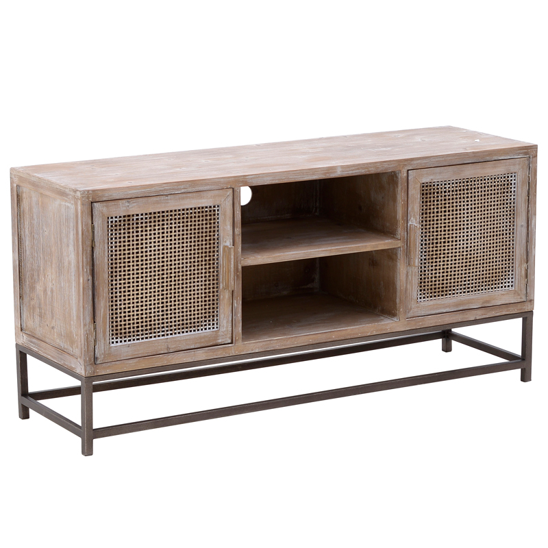 Тумба Rosita Wood tv stand Бежево-серый Металлик винтаж Тумба Rosita Wood tv stand Бежево-серый Металлик винтаж в Липецке | Loft Concept
