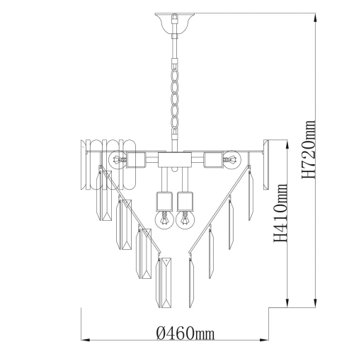 Люстра из черного металла с многоярусными подвесками из прозрачного хрусталя на золотой цепи Empire Black Chandelier Crystal в Липецке
