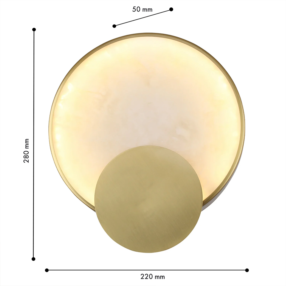 Бра в форме диска из бежевого алебастра Cryptocrystalline Stone в Липецке