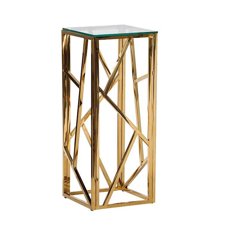 Подставка Serene Furnishing Gold Clear Glass Top stand Прозрачное Стекло Золотой Подставка Serene Furnishing Gold Clear Glass Top stand Прозрачное Стекло Золотой в Липецке | Loft Concept