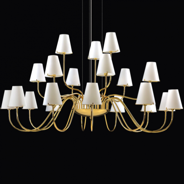 Люстра Imperial Chandelier 21 Глянцевое золото Белый Люстра Imperial Chandelier 21 Глянцевое золото Белый в Липецке | Loft Concept