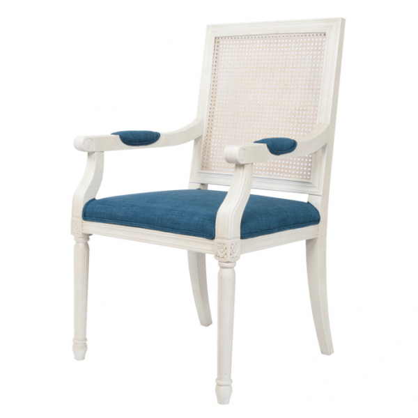 Стул French chairs Provence Garden White ArmChair Белый Темно-синий в Липецке | Loft Concept 