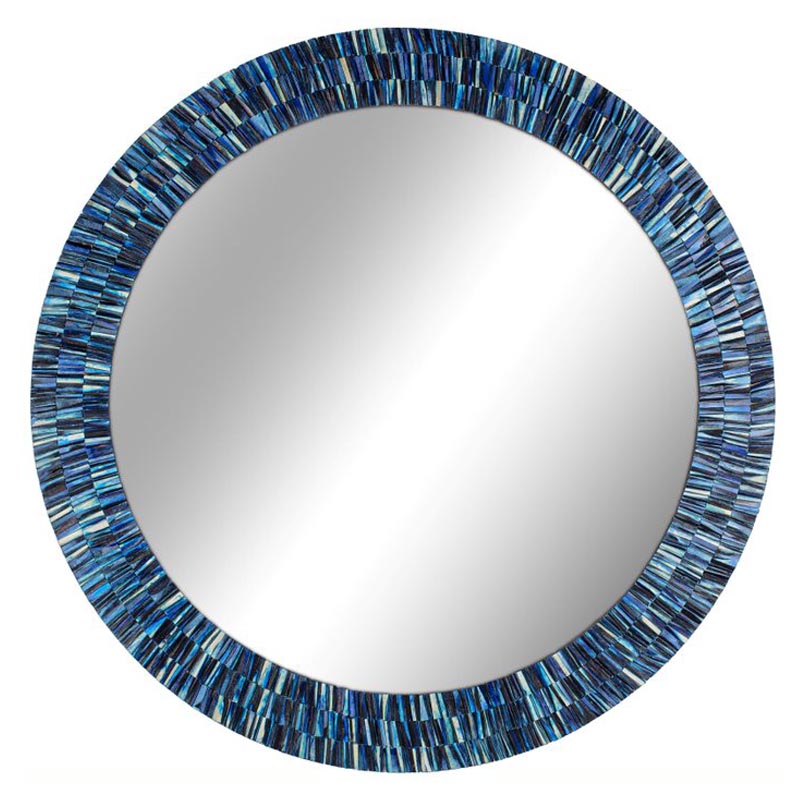 Зеркало Bone Inlay Round Mirror Синий Зеркало Bone Inlay Round Mirror Синий в Липецке | Loft Concept