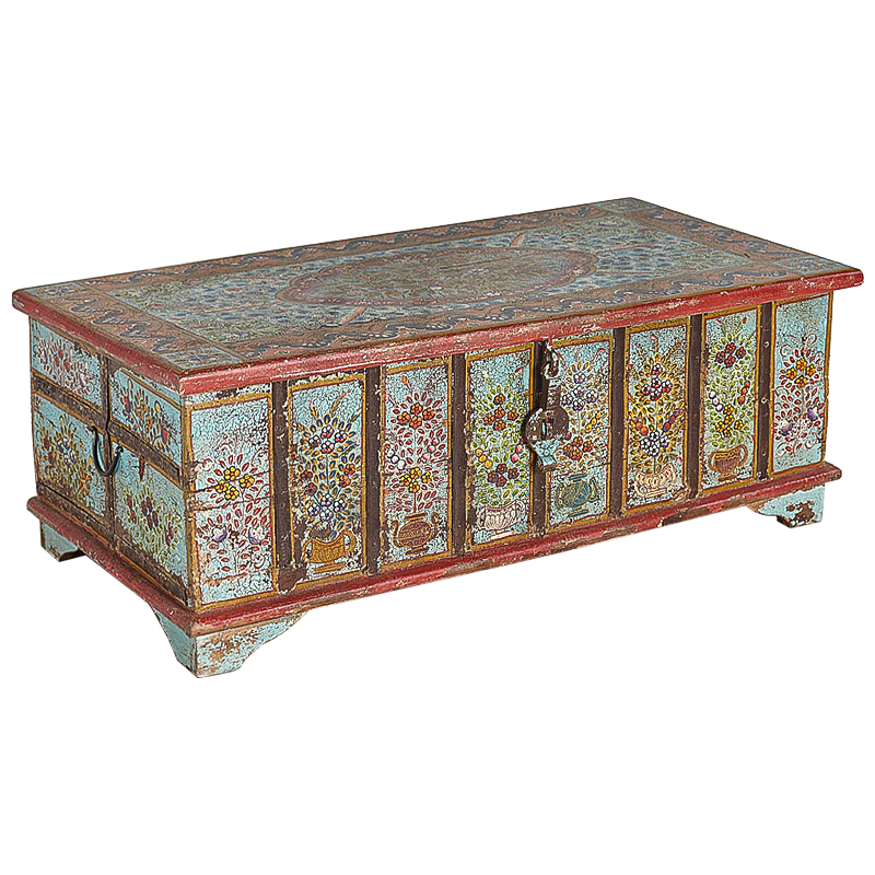 Сундук ручная роспись Pran Antique Indian Painted Chest Мульти Бирюзовый Красный Сундук ручная роспись Pran Antique Indian Painted Chest Мульти Бирюзовый Красный в Липецке | Loft Concept