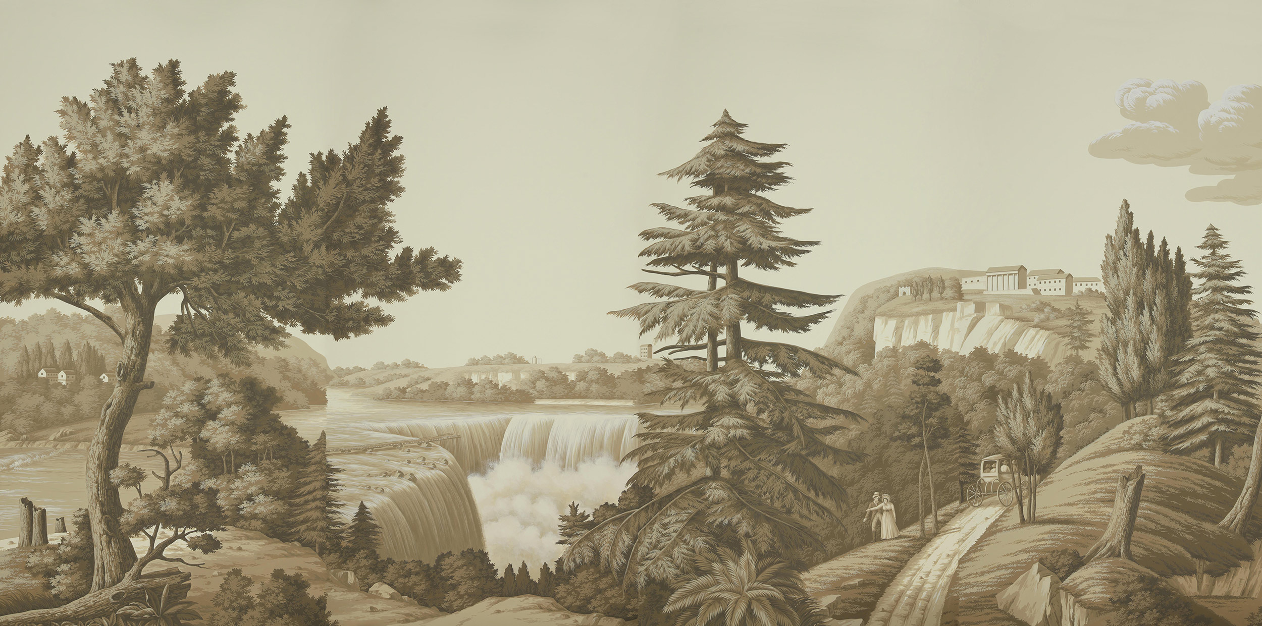 Обои ручная роспись North American River Views Sepia on scenic paper Обои ручная роспись North American River Views Sepia on scenic paper - постер Loft-Concept в Липецке