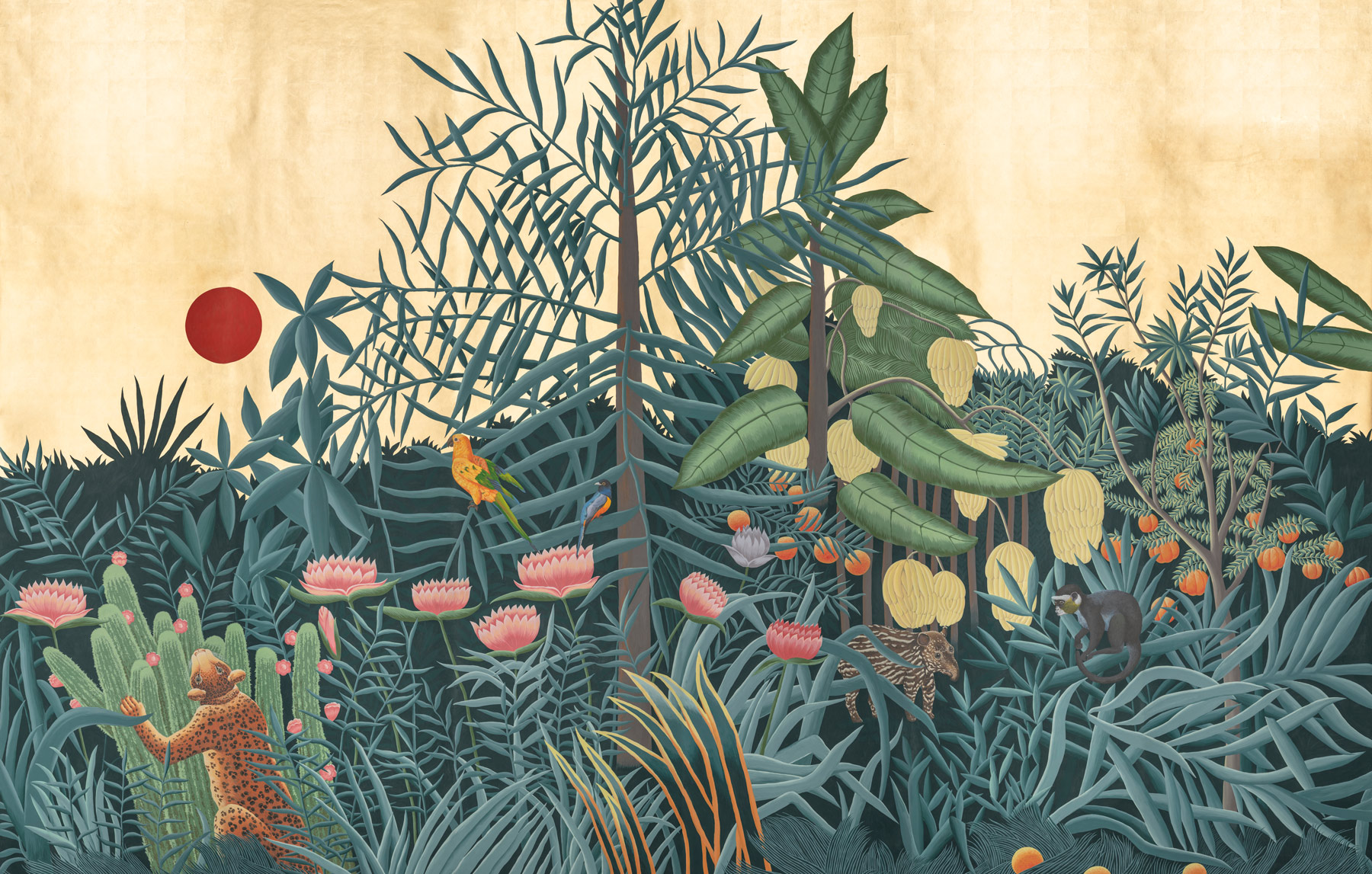 Обои ручная роспись Rousseau Rousseau on Deep Rich Gold gilded paper Обои ручная роспись Rousseau Rousseau on Deep Rich Gold gilded paper - постер Loft-Concept в Липецке