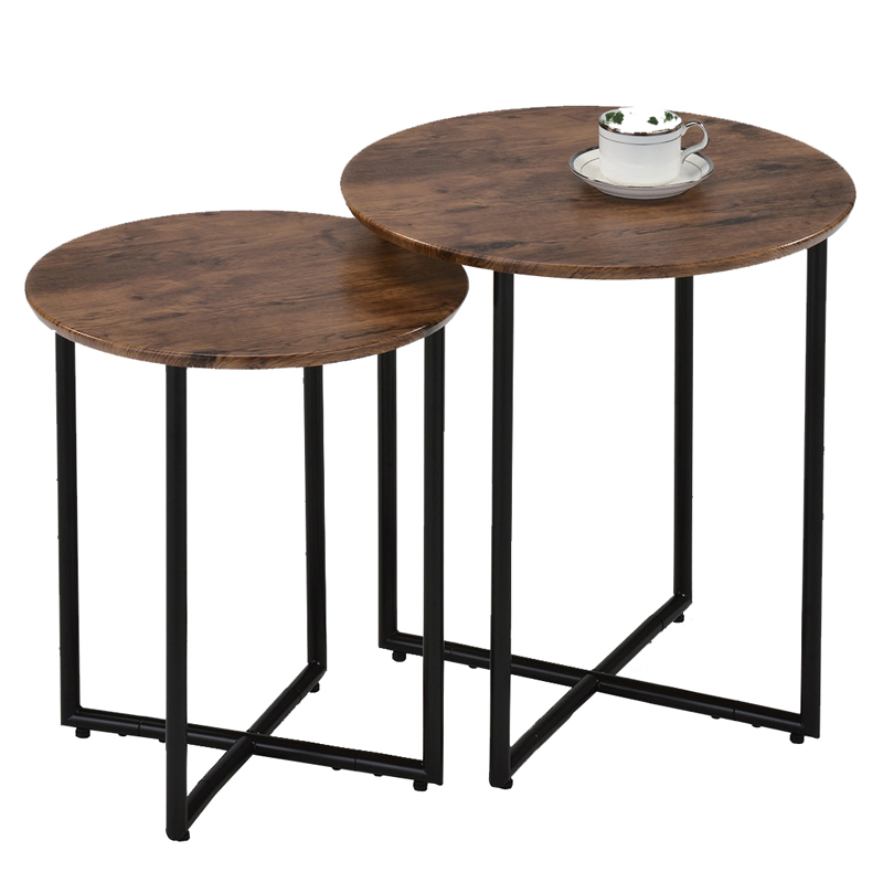 Комплект приставных столов Thomasin Duo Side Table Черный Коричневый Комплект приставных столов Thomasin Duo Side Table Черный Коричневый в Липецке | Loft Concept