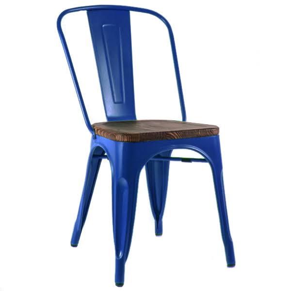 Кухонный стул Tolix Chair Wood Blue Синий Синий Коричневый Кухонный стул Tolix Chair Wood Blue Синий Синий Коричневый в Липецке | Loft Concept