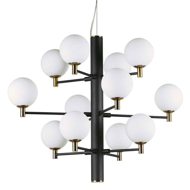 Люстра Italian Globe Abstraction Light White and Black 12 Белый Золотой Черный Люстра Italian Globe Abstraction Light White and Black 12 Белый Золотой Черный в Липецке | Loft Concept