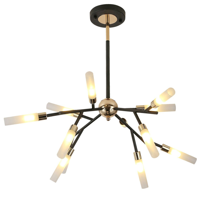 Люстра White Tube Valley Arredoluce Chandelier 12 Прозрачный белый Глянцевое золото Черный Люстра White Tube Valley Arredoluce Chandelier 12 Прозрачный белый Глянцевое золото Черный в Липецке | Loft Concept
